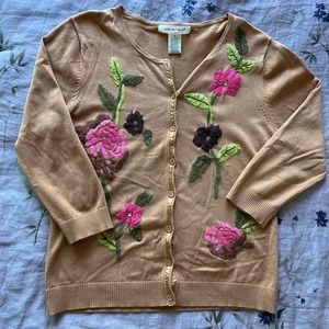 August Silk cardigan/blouse with floral detailing